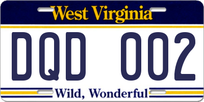 WV license plate DQD002