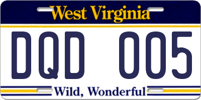 WV license plate DQD005
