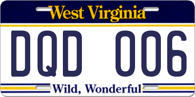 WV license plate DQD006