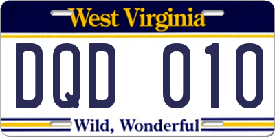 WV license plate DQD010