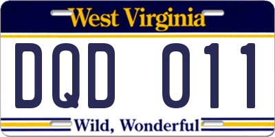 WV license plate DQD011