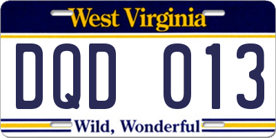 WV license plate DQD013