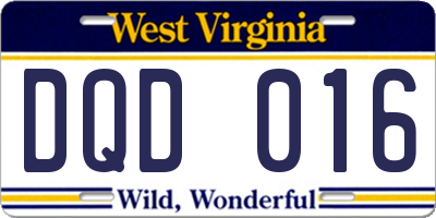 WV license plate DQD016