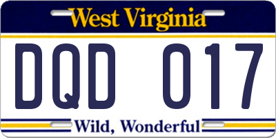 WV license plate DQD017