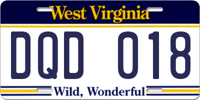 WV license plate DQD018