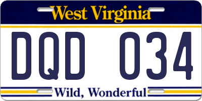 WV license plate DQD034