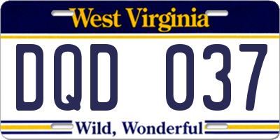 WV license plate DQD037