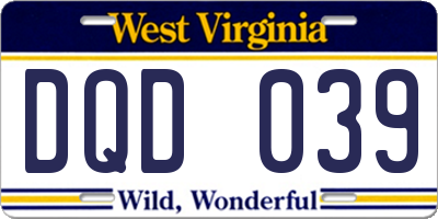 WV license plate DQD039