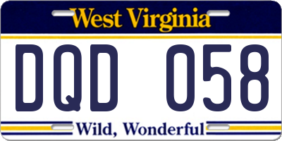 WV license plate DQD058