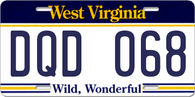 WV license plate DQD068