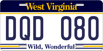 WV license plate DQD080