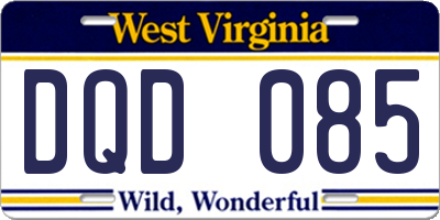WV license plate DQD085