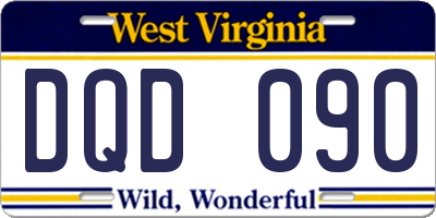 WV license plate DQD090