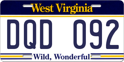 WV license plate DQD092