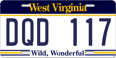 WV license plate DQD117