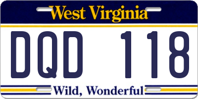 WV license plate DQD118