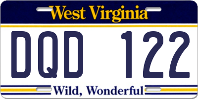 WV license plate DQD122