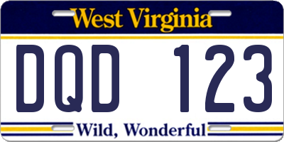 WV license plate DQD123