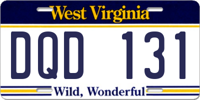WV license plate DQD131