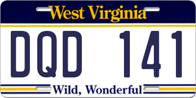 WV license plate DQD141