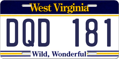 WV license plate DQD181