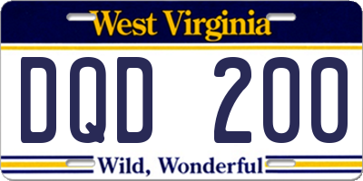 WV license plate DQD200