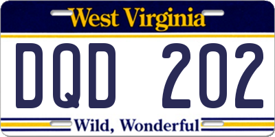 WV license plate DQD202
