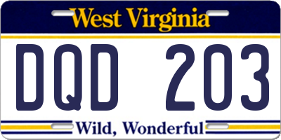 WV license plate DQD203