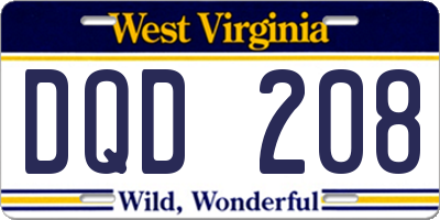 WV license plate DQD208