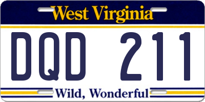 WV license plate DQD211