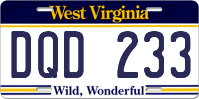 WV license plate DQD233