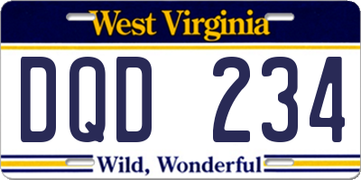 WV license plate DQD234