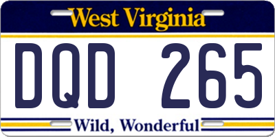 WV license plate DQD265