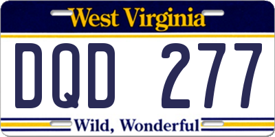WV license plate DQD277