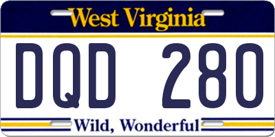 WV license plate DQD280