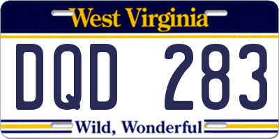 WV license plate DQD283