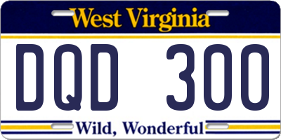 WV license plate DQD300