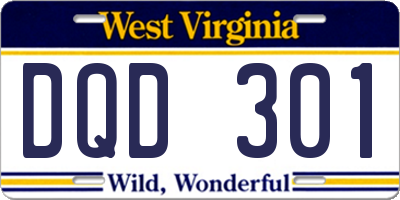 WV license plate DQD301