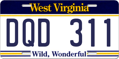 WV license plate DQD311