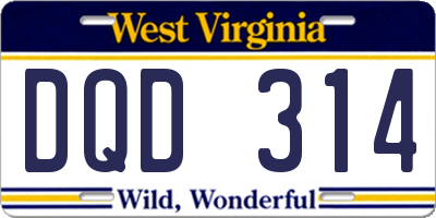 WV license plate DQD314