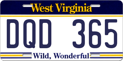 WV license plate DQD365