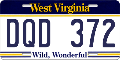 WV license plate DQD372