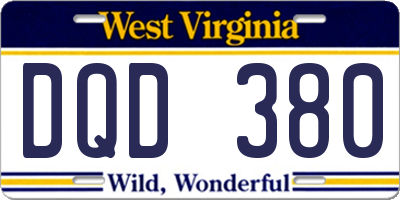 WV license plate DQD380