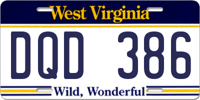 WV license plate DQD386