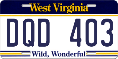 WV license plate DQD403