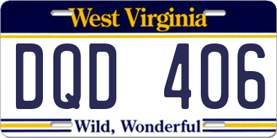WV license plate DQD406