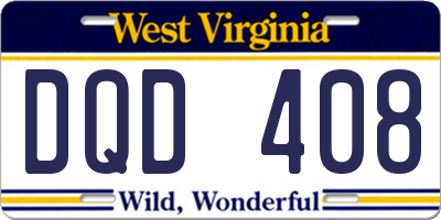 WV license plate DQD408