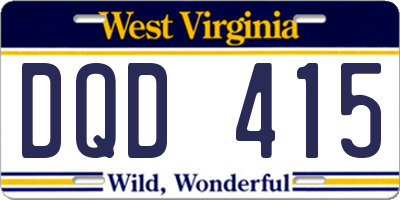 WV license plate DQD415