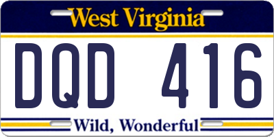 WV license plate DQD416