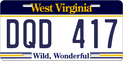 WV license plate DQD417